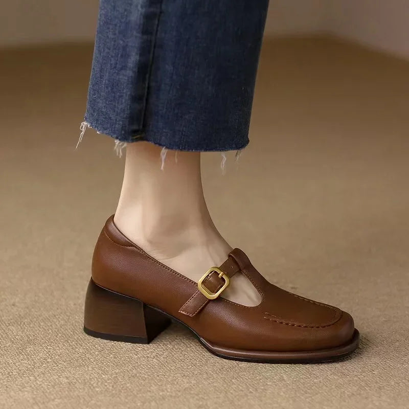Emilia - Scarpe con barra a T in stile vintage