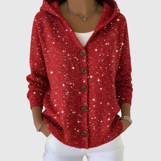 Marie | Comodo cardigan lavorato a maglia con cappuccio