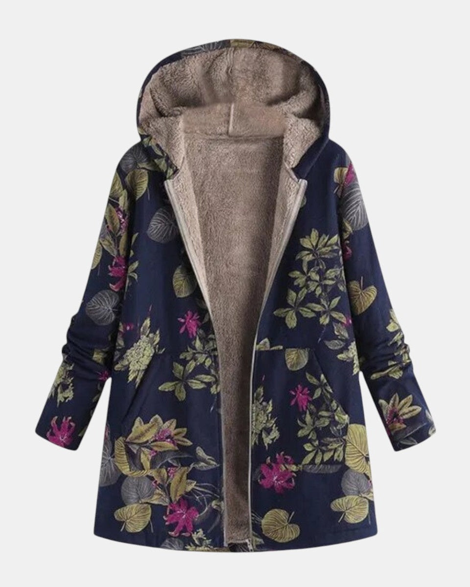 Aurora Cappotto floreale blu navy