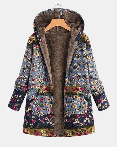 Felpa con cappuccio boho sherpa floreale Elena