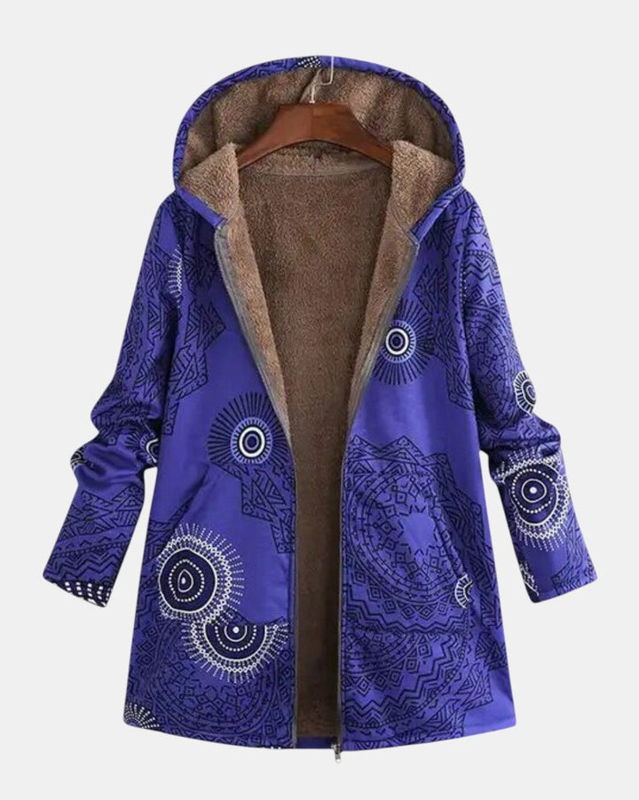 Felpa con cappuccio in pile mandala blu scuro Luna