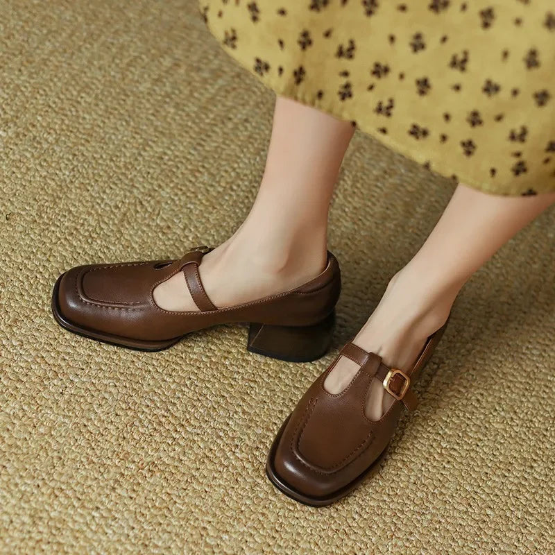 Emilia - Scarpe con barra a T in stile vintage
