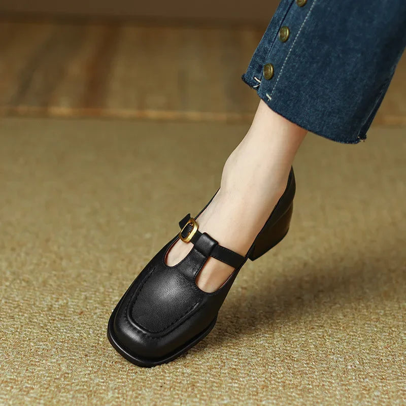 Emilia - Scarpe con barra a T in stile vintage