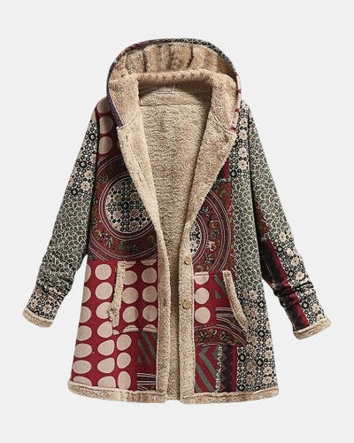 Cappotto Scarlet in sherpa geometrico bordeaux