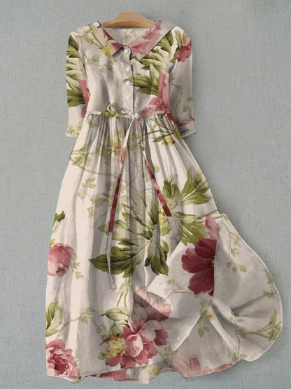 Emilia | Abito floreale stringato con vita vintage